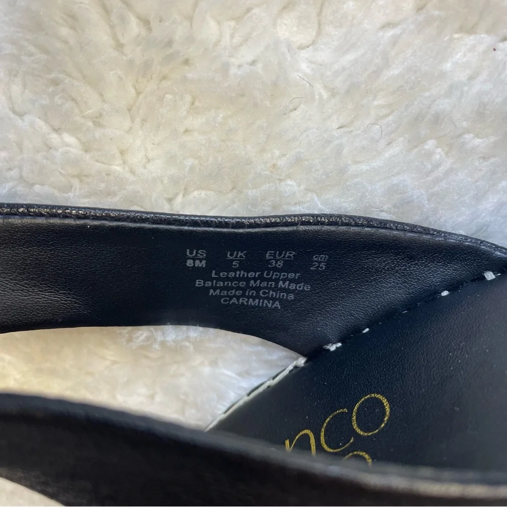Franco Sarto Carmina espedrille black leather wedge platform ankle strap sandals - Picture 7 of 7